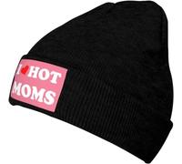 KWQDOZF I Love Hot Moms Beanie Hat Men Skull cap Donna Inverno Caldo Cappello Lavorato a Maglia Slouchy Calza Cappello in Maglia Elastico cap Nero