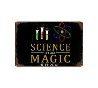 KWQDOZF Insegna in metallo con tema La scienza è come la magia, ma reale, targa in ferro vintage da appendere orizzontalmente con poster effetto ruggine, decorazione murale 8x12 pollici.