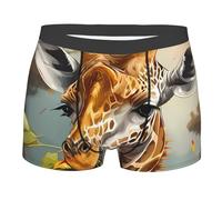 KWQDOZF Intimo da Uomo con Motivo Giraffa Che Mangia Foglie, Boxer Traspiranti