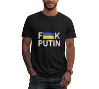 KWQDOZF Maglietta da Uomo a Maniche Corte Fanculo Putin, l'Ucraina, Maglietta da Donna, Maglietta Nera