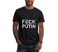 KWQDOZF Maglietta da Uomo a Maniche Corte Fanculo Putin, l'Ucraina, Maglietta da Donna, Maglietta Nera