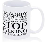 KWQDOZF Mi dispiace di averti schiaffeggiato, tazze da caffè originali, tazza da caffè con stampa su entrambi i lati, tazza da tè in ceramica per mamma, papà, amico, moglie, marito, regalo da 11 once
