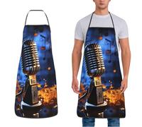 KWQDOZF Microfono con note musicali grembiule impermeabile pettorale regolabile per uomo donna Nebula Desert Monument grembiuli da cucina bavaglini da cuoco per la cottura