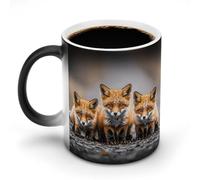 KWQDOZF Molte volpi hanno stampato tazze da caffè sensibili al calore, tazza da caffè che cambia colore, immagine completa rivelata quando viene aggiunto CALDO