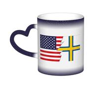 KWQDOZF Norrlandsflaggan e America Tazza in ceramica sensibile al calore che cambia colore Tazza isolata Novità Tazze da viaggio uniche Tazze per la casa 11 OZ