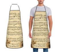 KWQDOZF Note musicali su carta vecchia grembiule impermeabile bavaglino regolabile per uomo donna pino in piscina grembiuli da cucina bavaglini da cuoco per la cottura