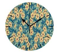 KWQDOZF Orologi da parete in PVC, orologio digitale rotondo, elegante, floreale, piccolo fiore, leggero, da ufficio, silenzioso, a batteria, senza cornice, orologio da tavolo da 9,8 pollici