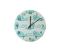 KWQDOZF Orologio da parete in legno rotondo, senza cornice, a batteria, silenzioso, leggero, a forma di tricheco, decorazione per camera da letto, aula, ufficio, 11,8 pollici