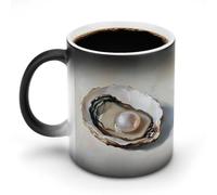 KWQDOZF Ostrica con una grande perla all'interno, tazze che cambiano colore, tazza da caffè, tè e acqua in ceramica sensibile al calore, 11 once
