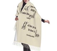 KWQDOZF Ottimi regali per le donne, scialli e stole in pashmina con nappe, salmi beige, preghiere cristiane e scritture cristiane