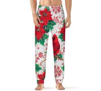 KWQDOZF Pantaloni da pigiama da uomo comodi, morbidi e traspiranti, con stelle di Natale cardinali rosse