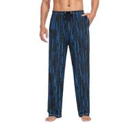 KWQDOZF Pantaloni del pigiama con motivo a linee blu, pantaloni del pigiama leggeri, pantaloni da notte basic, pantaloni da salotto