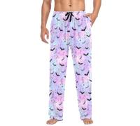 KWQDOZF Pantaloni del pigiama leggeri da notte con pipistrelli e lune colorate