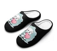 KWQDOZF Pantofole da uomo in cotone con cuore d'amore a forma di San Valentino maltese, suola in gomma antiscivolo, calde scarpe da c