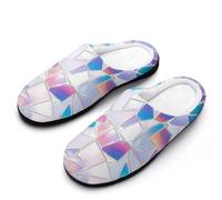 KWQDOZF Pantofole da uomo in cotone iridescente con schegge di vetro a mosaico, suola in gomma antiscivolo, calde scarpe da casa inve