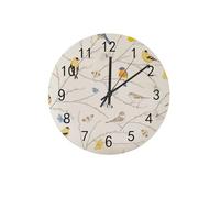 KWQDOZF Parete in legno con molti uccelli da giardino, primavera, rotonda, cerchio, senza cornice, a batteria, silenziosa, leggera, decorazione per camera da letto, aula, ufficio, 11,8 pollici