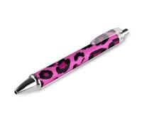 KWQDOZF Penna a sfera classica da 0,5 mm con punta fine e inchiostro nero, per ufficio, con stampa leopardata e pelle di animale rosa