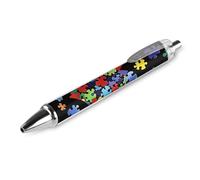 KWQDOZF Penna a sfera da ufficio alla moda, unisex, punta fine da 0,5 mm, inchiostro nero, penna per scrittura, pezzi di puzzle a forma di cuore, colorata, per la consapevolezza dell'autismo