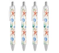 KWQDOZF Penna a sfera retrattile con conchiglie e stelle marine, inchiostro nero, punta fine da 0,5 mm, forniture per ufficio