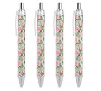 KWQDOZF Penna a sfera retrattile con eleganti rose acquerellate, inchiostro nero, punta fine da 0,5 mm, forniture per ufficio per insegnanti e infermieri