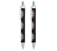 KWQDOZF Penna a sfera retrattile con mandala di rose acquerellabili, inchiostro nero, punta fine da 0,5 mm, forniture per ufficio per insegnanti e infermieri