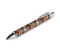 KWQDOZF Penna a sfera retrattile con sfondo tie-dye Yorkshire Terrier, inchiostro nero, punta fine da 0,5 mm, forniture per ufficio per insegnanti e infermieri