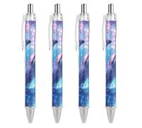 KWQDOZF Penna a sfera retrattile Dolphins Cherry Flower Blossomming con inchiostro nero, punta fine da 0,5 mm, forniture per ufficio per insegnanti e infermieri