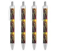 KWQDOZF Penna a sfera retrattile Rasta Lion Jamaican con inchiostro nero, punta fine da 0,5 mm, forniture per ufficio per insegnanti e infermieri