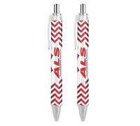 KWQDOZF Penne a sfera per il mese della consapevolezza sulla SLA, punta fine (0,5 mm), penne a scatto con scrittura, penne gel con inchiostro nero, 2 pezzi