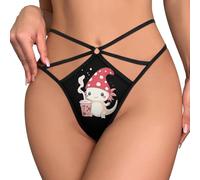 KWQDOZF Perizoma Sexy da Donna con Stampa Anime Axolotl Milk Tea, in Rete, con Slip Invisibili e Schiena a T