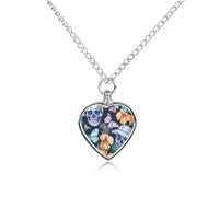 KWQDOZF Piante tropicali, fiori, farfalle, fianchi, teschio, collana con ceneri di animali domestici, ciondolo a forma di cuore, mini custodia per cremazione di cani e gatti, ricordo