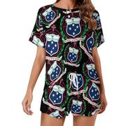 KWQDOZF Pigiama da Donna con Stemma di Samoa, Completo da Notte a Maniche Corte, Top e Pantaloncini da casa
