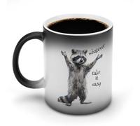 KWQDOZF Qualunque sia il procione, divertente tazza da caffè, divertente tazza da tè che cambia colore per uomini e donne, compleanno