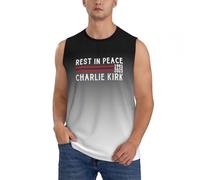 KWQDOZF Riposa in Pace Charlie Kirk Repubblicano Stai con Charlie Canotta Senza Maniche da Uomo Maglietta da Allenamento in Palestra