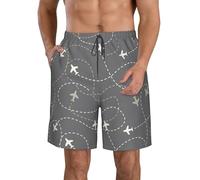 KWQDOZF Rotte di aeroplani in Tutto Il Mondo Costume da Bagno da Uomo ad Asciugatura Rapida Pantaloncini da Spiaggia da Uomo Beach Holiday Party Costume da Bagno Stampato Casual