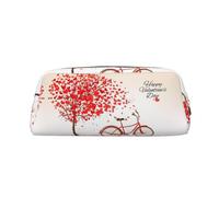 KWQDOZF San Valentino Bike Tree Red Heart Cycle Simpatico astuccio in pelle per ragazze e ragazzi, astucci personalizzati con stampa, borse per la conservazione di cancelleria