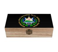 KWQDOZF Scatola portaoggetti in legno con coperchio con stemmi di El Salvador, scatole decorative per gioielli