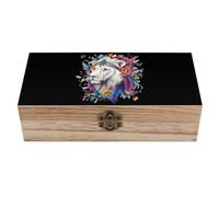 KWQDOZF Scatola portaoggetti in legno con coperchio, motivo: leone colorato, le e selvaggio, scatole portaoggetti decorative per gioielli