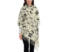 KWQDOZF Sciarpa a righe a spirale in cashmere con frange, moderna e astratta, calda e morbida sciarpa invernale da donna, color crema