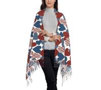 KWQDOZF Sciarpa da donna con simbolo del cuore e bandiera americana, scialli e stole in pashmina per abiti da sera, sciarpe lunghe e calde da sposa