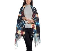 KWQDOZF Sciarpa e scialli in pashmina con bandiera americana e aquila, da donna, per abiti da sera, da sposa, lunghe e calde.