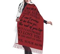KWQDOZF Sciarpa in seta pashmina con nappe motivazionali, significativa, rossa e bianca, per mio figlio. Non dimenticare mai che ti amo.