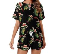 KWQDOZF Set Pigiama da Donna Pickle Che Suona l'armonica, Top a Maniche Corte, Abbigliamento da casa Estivo