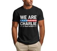 KWQDOZF Siamo Charlie Kirk Maglietta Support Hero Charlie Maglietta da Uomo Nera