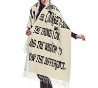 KWQDOZF Significativo Beige Dio mi conceda serenità coraggio saggezza fede religiosa e convinzione nappa scialle in chiffon