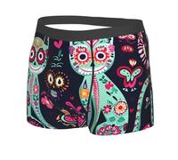 KWQDOZF Slip Boxer da Uomo Sugar Skull Cat, Mandala Flower, Intimo Traspirante da Uomo, Boxer Comodi, Pantaloncini di Supporto