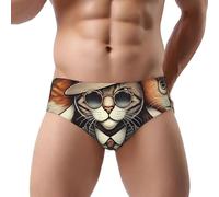 KWQDOZF Slip da Uomo con Stampa di Gatto Che Gioca a Poker, Elasticizzati e Traspiranti, contenitivi, Ideali per l'uso Quotidiano e l