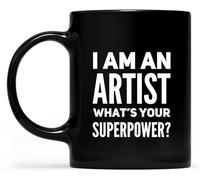 KWQDOZF Sono un artista, qual è il tuo superpotere? Tazza da caffè originale, tazze da caffè in ceramica stampate su entrambi i lati, per tè e latte, con manico, regalo per donne e uomini, 11 once