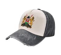 KWQDOZF Stemma del Kenya, Cappellini da Baseball in Denim - Cappellini da Camionista Vintage Rosso Scuro