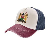 KWQDOZF Stemma del Kenya, Cappellini da Baseball in Denim - Cappellini da Camionista Vintage Rosso Scuro